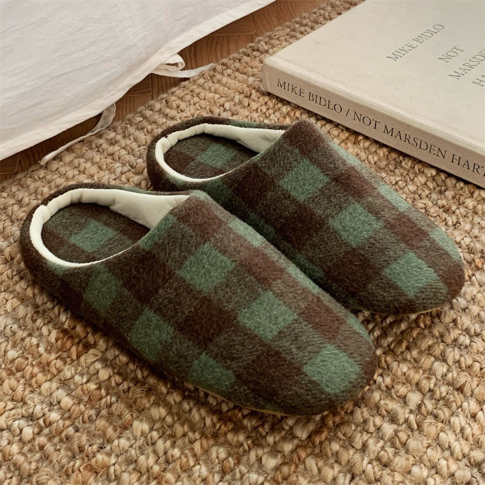 Retro Color-block Checkered Slippers