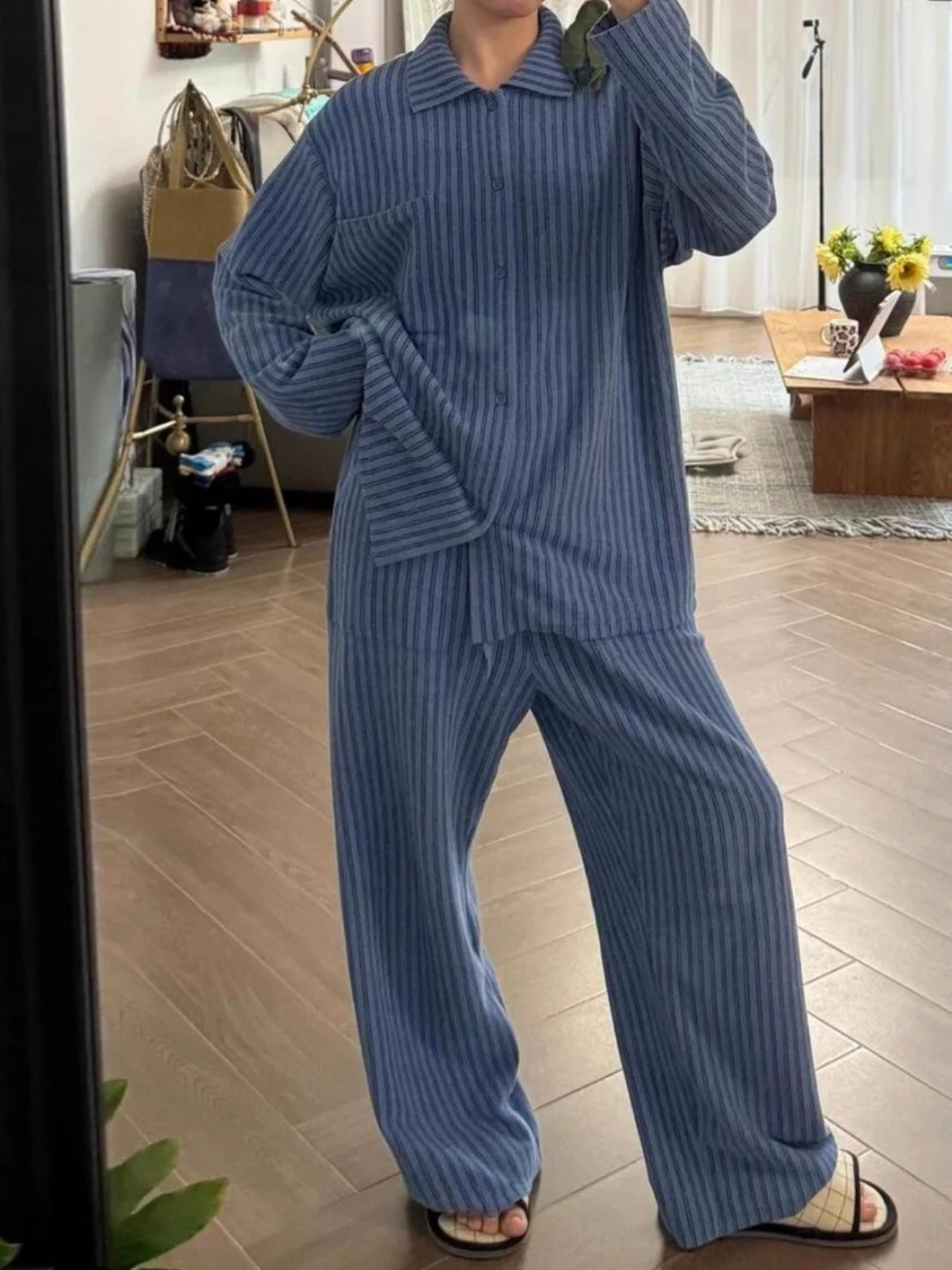 Striped Blue Flannel Pyjamas