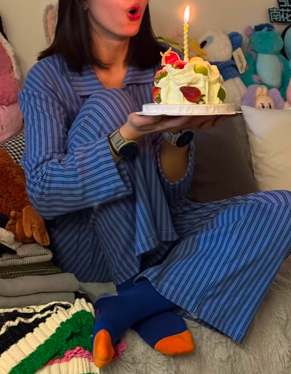 Striped Blue Flannel Pyjamas