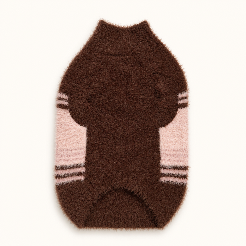 Siesta Dog Sweater in Brown, back view