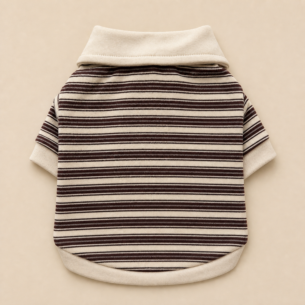 Siesta Striped Polo Shirt — Espresso, back view