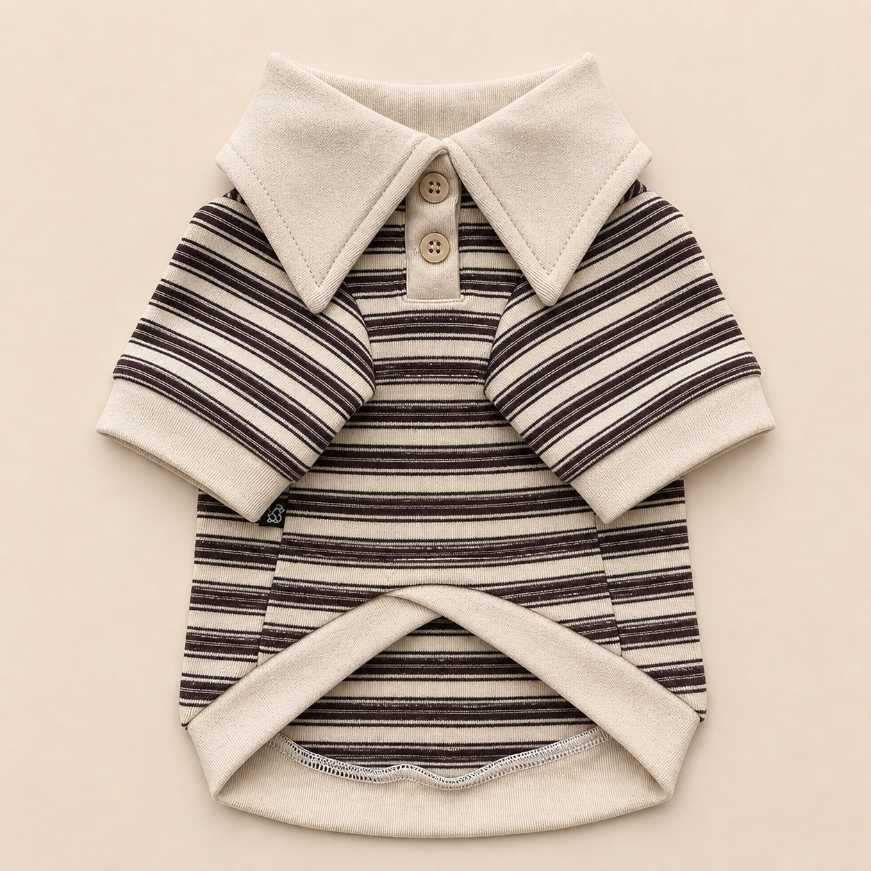 Siesta Striped Polo Shirt — Espresso, front view